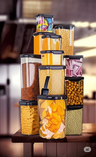 Fancy Jars & Containers Set Transparent(350ml,650ml,950ml and 1400ml) pack of 16