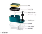 3 in 1 Soap Pump Dispenser Dish Soap Liquid Dispenser Sponge Holder Dish Soap Pump Dispenser for Kitchen Sink Countertop Kitchen Bathroom (Blue,Pack of 1)