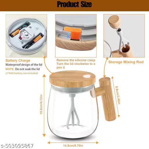 Self Stirring Mug,Electric Mixing Cup Self Stirring Coffee Mug High Borosilicate Glass Mixing Coffee Mug Rotating Home Office Travel Stirring Cup Suitable For Coffee/Milk/Protein Powder,400 ML