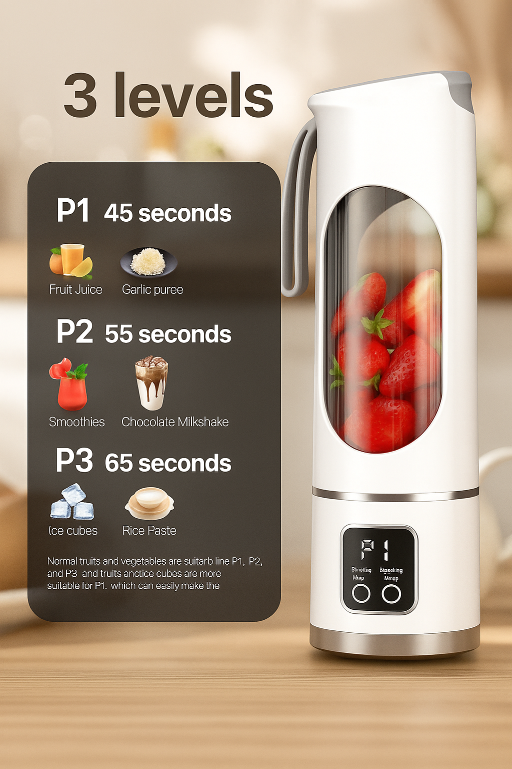 Portable USB Juicer Blender Bottle | Rechargeable Mini Smoothie Maker with Digital Display | Electric Fruit Mixer for Travel, Gym, Kitchen | Protein Shake & Juice Maker