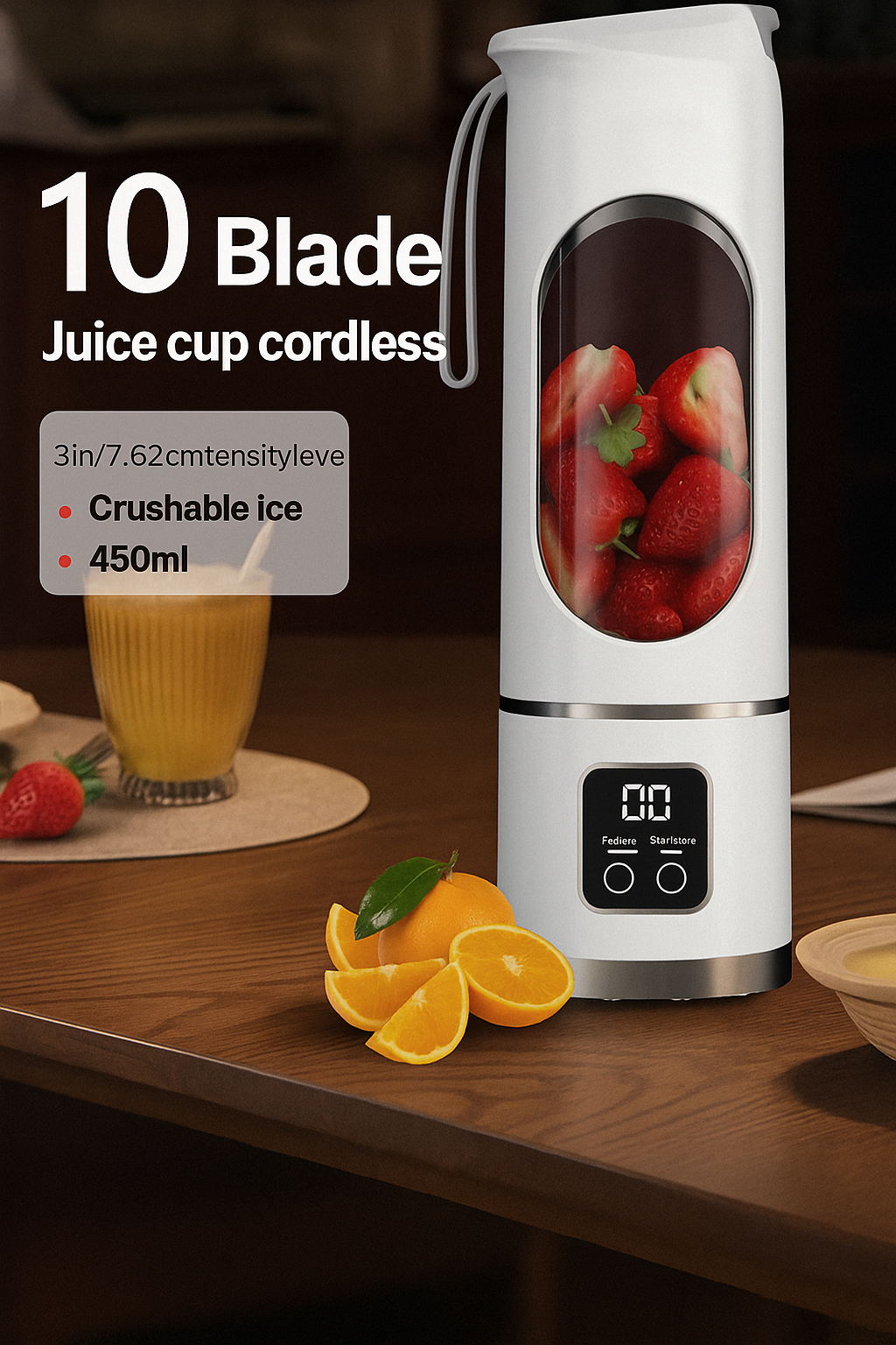 Portable USB Juicer Blender Bottle | Rechargeable Mini Smoothie Maker with Digital Display | Electric Fruit Mixer for Travel, Gym, Kitchen | Protein Shake & Juice Maker