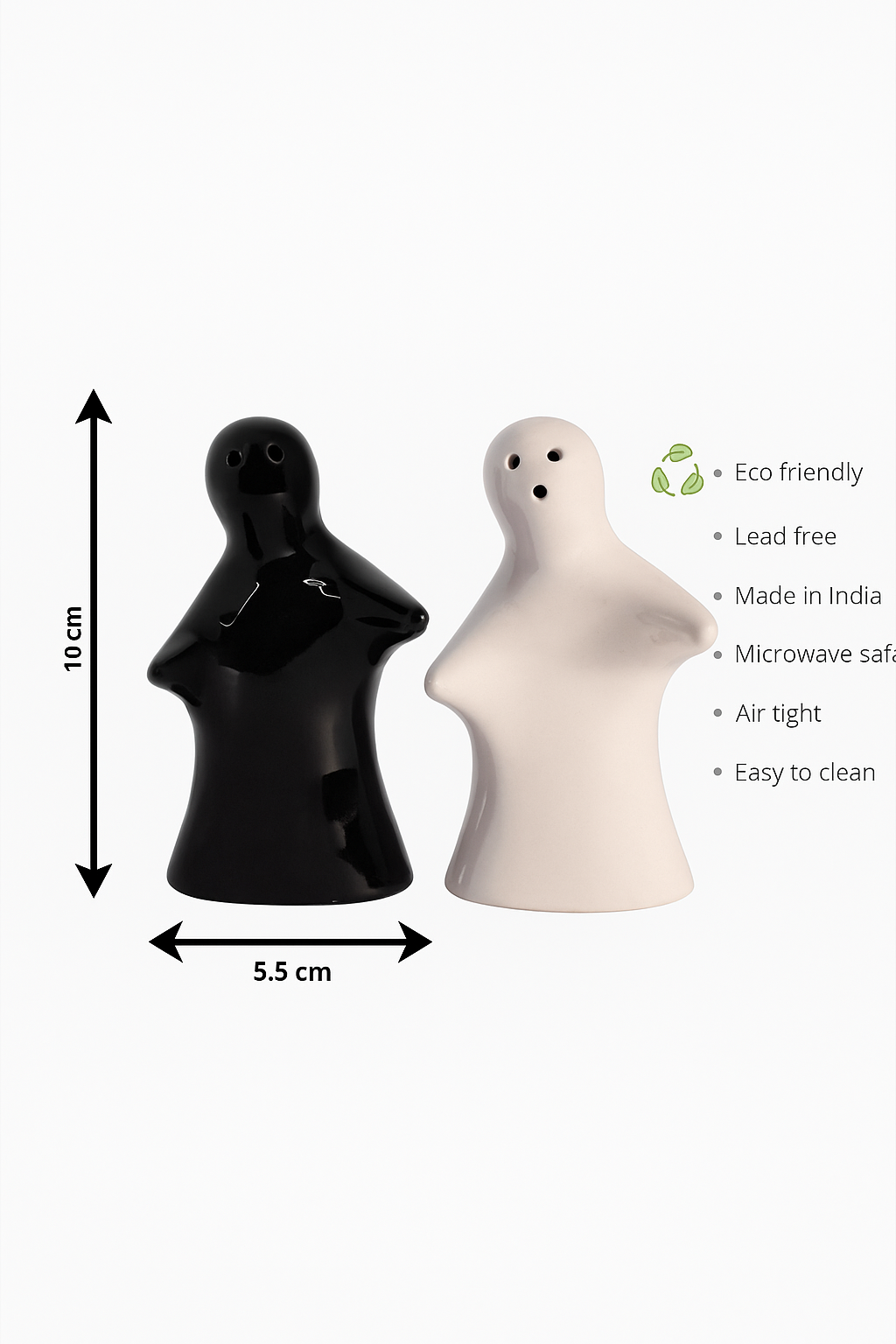 Ceramic Salt & Pepper Shaker Hugging Couple-Black & White