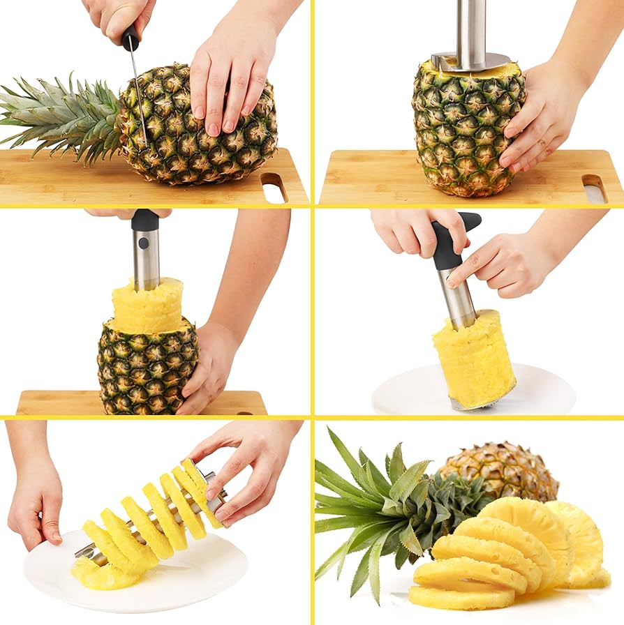 Stainless Steel Pineapple Cutter and Fruit Peeler Slicer, Medium, Silver