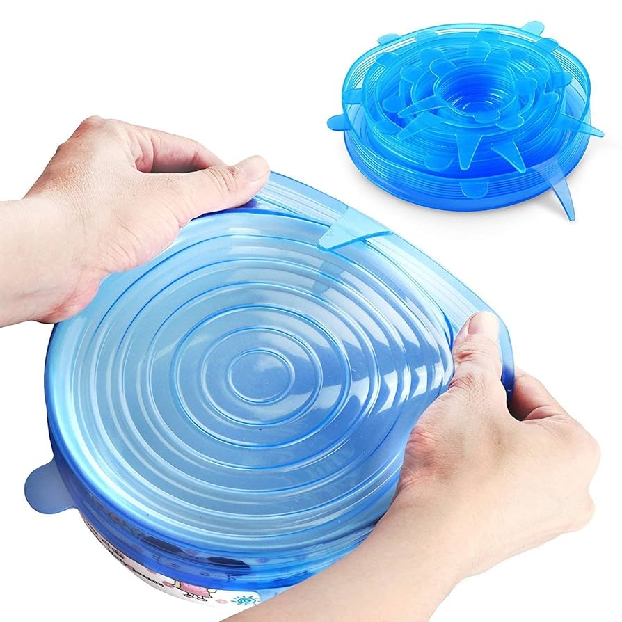 Pack Of 6 Silicone Stretch Lids, Multi Size Reusable Silicone Lids Food and Bowl Covers, Dishwasher and Freezer Safe ( multi colour) (Pack of 6 Pcs)